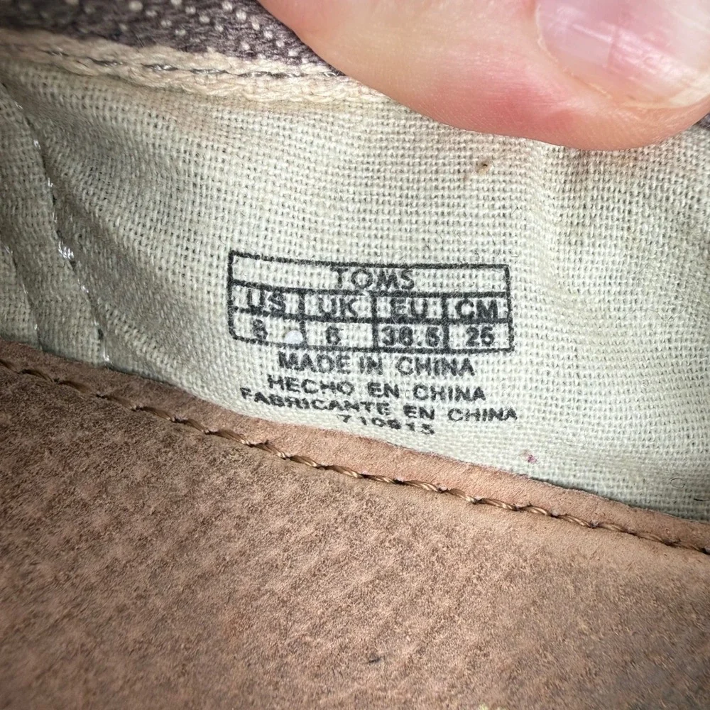 TOMS Alpargata Slip On Shoes 8 Taupe Striped Canvas Boho Espadrille Flat